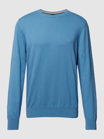 BOSS Gebreide pullover met ronde hals, model 'Pacas' Bleu - 2