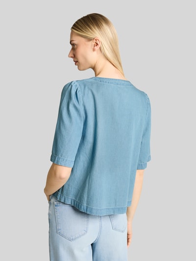 Tom Tailor Denim Relaxed Fit Bluse mit Schleifen-Detail Hellblau 5