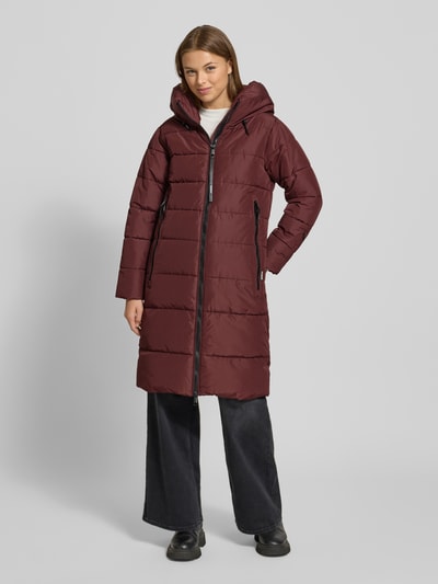 khujo Regular fit gewatteerde lange jas met gevoerde opstaande kraag, model Jilia' Bordeaux - 4