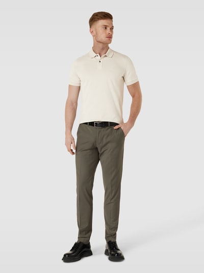 BOSS Slim fit poloshirt met labelstitching, model 'Pallas' Offwhite - 1