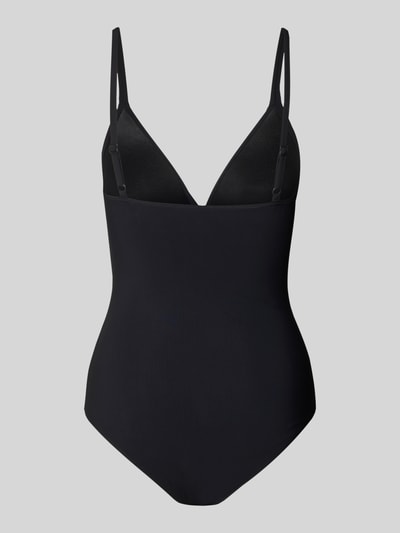 Produktfoto, schwarzer Badeanzug mit tiefem V-Ausschnitt Modell 'SOLID' von Barts aus Material-Mix mit Stretch-Anteil und Shaping Fit