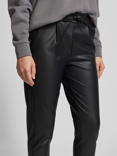 Only Loose fit broek in leerlook met tunnelkoord, model 'POPTRASH LIFE' Zwart - 3