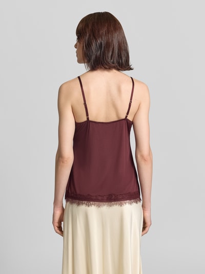 Jake*s Collection Regular fit blousetop met kant model 'T066-JersyLaceTp' Prune - 5