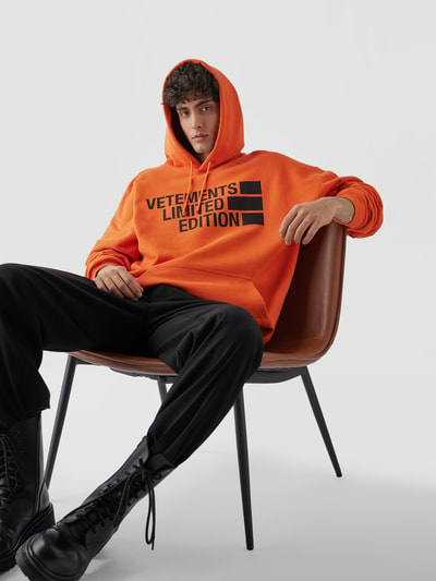 VETEMENTS Oversized Hoodie mit Label-Print Orange 7