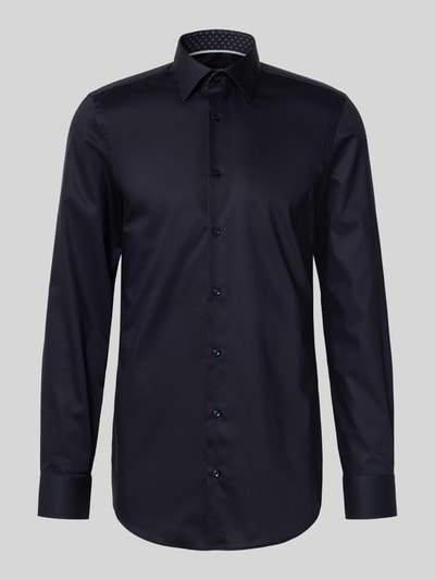 BOSS Slim fit zakelijk overhemd met extra lange mouwen, model 'HANK' Marineblauw - 2