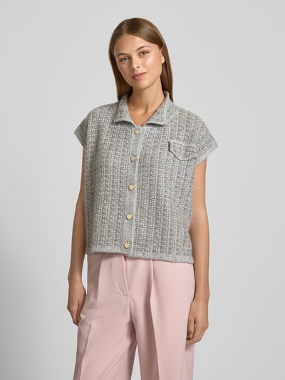 Hemisphere Strickjacke aus Kaschmir-Seide-Mix in kurzärmeligem Design Mittelgrau 4