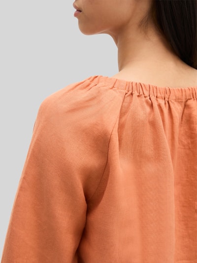 Marc O'Polo Regular Fit Bluse aus reinem Leinen mit Carmen-Ausschnitt Orange 3