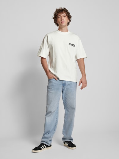 REVIEW Oversized T-Shirt mit Label-Pri Offwhite 1