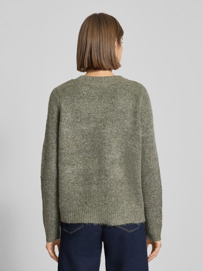 Only Loose fit gebreid jack met V-hals, model 'ZOEY' Olijfgroen - 5