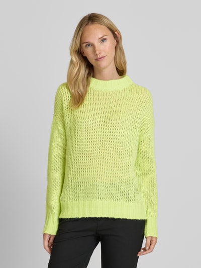 HUGO Wollpullover mit Label-Stitching Modell 'Sloossy' Neon Gelb 4