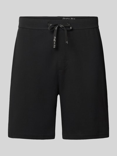 Produktfoto, Sweatshorts aus reiner Baumwolle von Christian Berg Men, Recht pasvorm, elastische band, labeldetail, puur katoen, zwart, bandwijdte maat M 42 cm, binnenbeenlengte maat M 20 cm