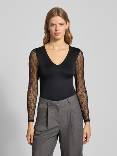 Only Slim Fit Body mit Spitzenärmeln Modell 'SIA' Black 4
