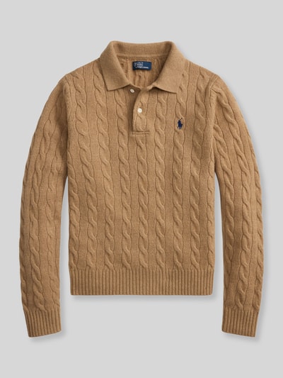 Polo Ralph Lauren Koszulka polo o kroju regular fit z mieszanki wełny z dodatkiem kaszmiru Camel 2