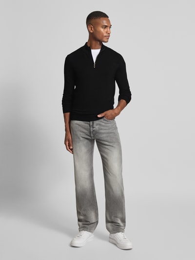 Antony Morato Slim fit gebreide pullover met schipperskraag Zwart - 1