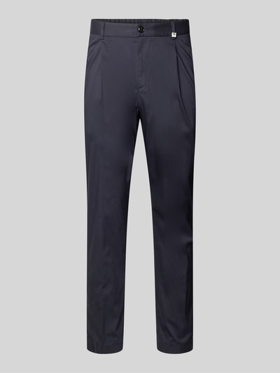 Produktfoto, Regular Fit Stoffhose mit Logo-Detail Modell 'Lester' von JOOP! Collection aus Baumwoll-Mix, Bundfalten, dunkelblau