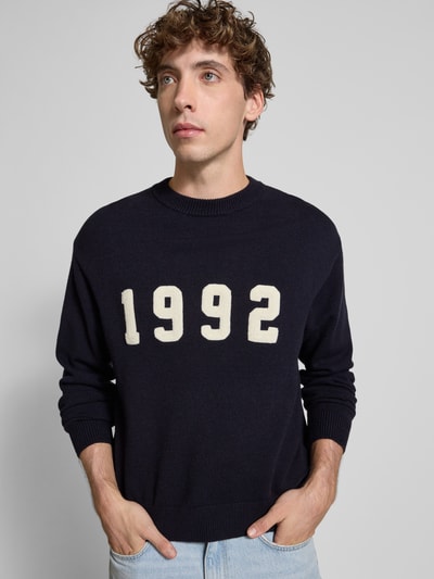 REVIEW Strickpullover mit gerippten Abschlüssen Marine 3