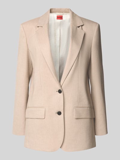 Produktfoto, Relaxed Fit Longblazer aus Viskose-Mix mit Leinen-Anteil Modell 'ANETALI' von HUGO, Bi-Color Optik, Pattentaschen, 2-Knopf-Verschluss.