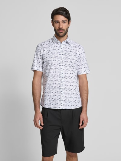 Jake*s Slim Fit Kurzarmhemd mit Knopfleiste Weiss 4