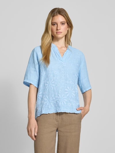 ZABAIONE Loose Fit Blusenshirt aus reinem Leinen Blau Melange 4