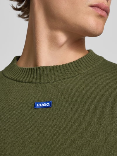 Hugo Blue Regular Fit Strickpullover aus Baumwoll-Mix Modell 'SAN CASEY' Oliv 3