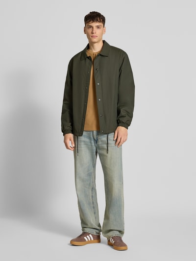 Superdry Jack met platte kraag en steekzakken Olijfgroen - 1