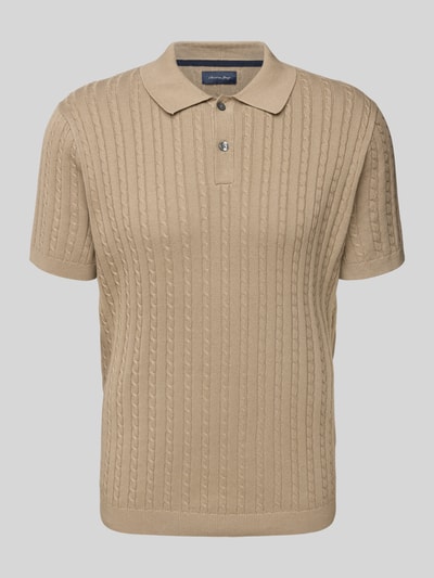 Christian Berg Men Poloshirt met ribboorden Taupe - 2
