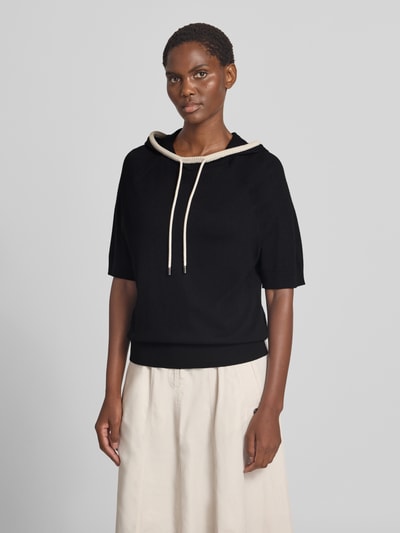 Marc Cain Relaxed Fit Hoodie aus Woll-Mix Black 4