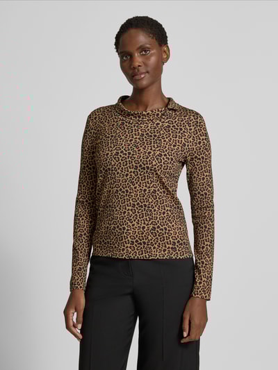 Marc Cain Shirt met lange mouwen en opstaande kraag Camel - 4