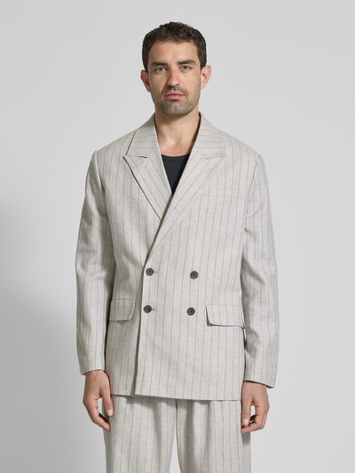 SELECTED HOMME Marynarka lniana z brustaszą Jasnobrązowy 4