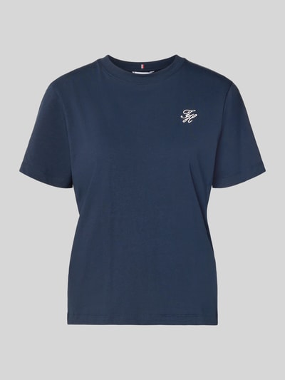 Produktfoto, Regular Fit T-Shirt aus Baumwoll-Mix von Tommy Hilfiger, Damen T-Shirt in Optik: Unifarben, Logo-Stitching, Rundhals, Kurzarm, Jersey.
