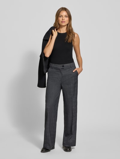 More & More Straight fit stoffen broek met viscose Antraciet - 1