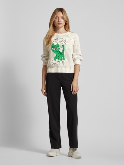 Zadig & Voltaire Gebreide pullover met motief- en statementstitching Ecru - 1