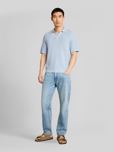 Tom Tailor Regular Fit Poloshirt aus Baumwoll-Leinen-Mix Hellblau 1