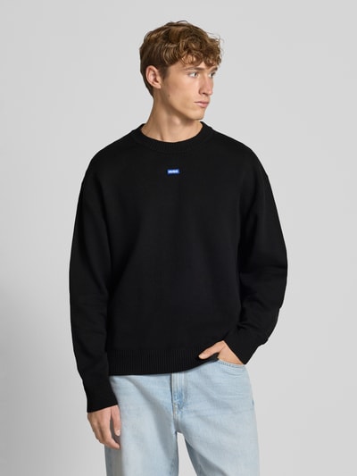 Hugo Blue Regular Fit Strickpullover aus Baumwoll-Mix Modell 'SAN CASEY' Black 4