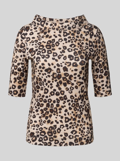 Marc Cain Regular Fit T-Shirt mit Allover-Animal-Print Camel 2