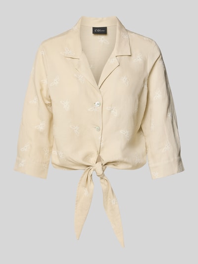 s.Oliver BLACK LABEL Bluzka o kroju regular fit z wyhaftowanym motywem Piaskowy 2