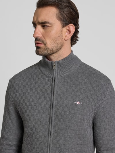 Gant Strickjacke mit Strukturmuster Anthrazit 3
