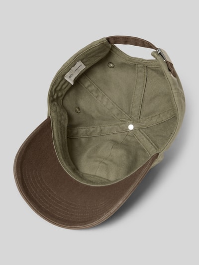 Produktfoto, Base Cap mit Logo-Stitching von CK Calvin Klein aus bawełna, wyhaftowane logo, curved visor, regulowane zapięcie, kolor khaki