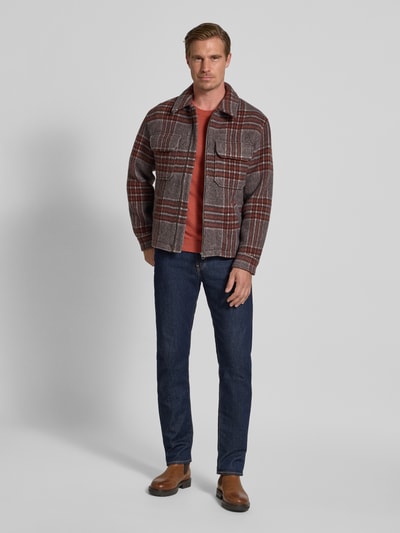 Wood Wood Wolljacke mit Kentkragen Modell 'Lam' Rostrot 1