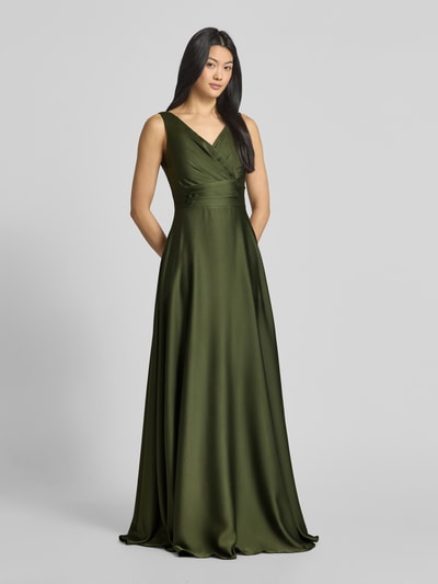 TROYDEN COLLECTION Abendkleid in Wickel-Optik Oliv 1