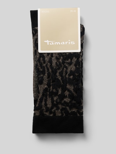 Produktfoto, Socken aus Baumwoll-Mix im 3er-Pack von Tamaris, Damen Socken von Tamaris, schwarz-braunes Leopardenmuster, glatte Textur