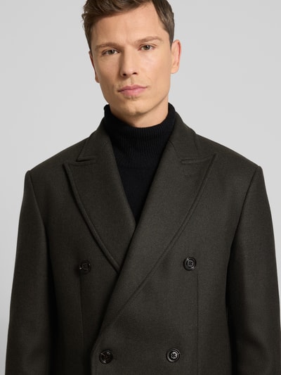 JOOP! Collection Lange jas van wolmix met reverskraag, model 'Richborne' Donkergroen - 3