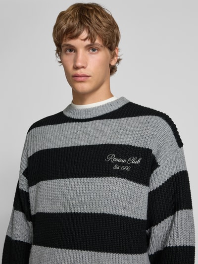 REVIEW Strickpullover mit Label-Stitching Black 3