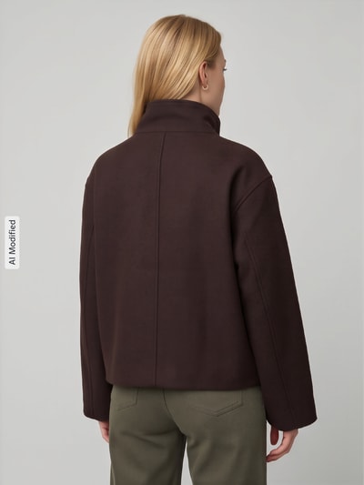 PIECES Regular Fit Blouson mit Stehkragen Modell 'GNES' Dunkelbraun 5