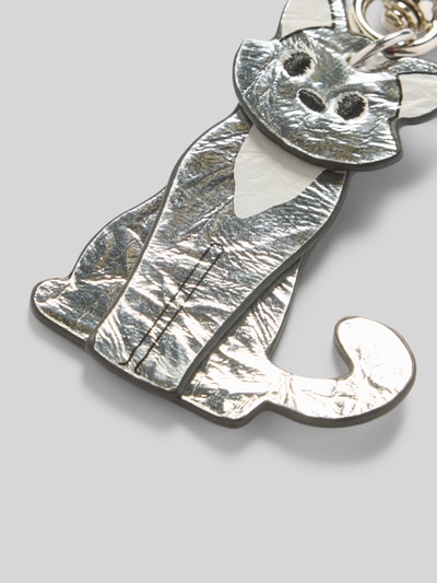 Seidenfelt Schlüsselanhänger in Animal-Optik Modell 'My Cat' Silber 2