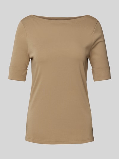 Lauren Ralph Lauren T-Shirt mit geripptem U-Boot-Ausschnitt Modell 'JUDY' Camel 1