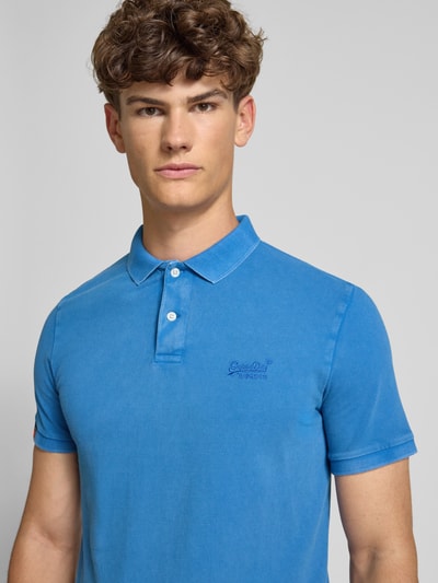 Superdry Regular fit poloshirt met labelstitching Koningsblauw - 3