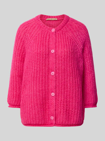 Produktfoto, Relaxed Fit Cardigan mit Mohair-Anteil von Smith and Soul, Mieszanka materiałów z dodatkiem moheru, imitacja dzianiny, okrągły dekolt, rękaw o dł. 3/4, listwa guzikowa na całej długości, długość tyłu w rozmiarze S: 57 cm, długość rękawów w rozmiarze S: 54 cm