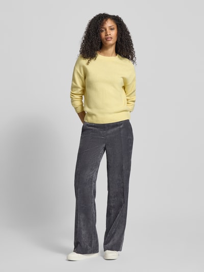 Cambio Loose fit korte corduroy broek met bandplooien, model 'AVA DOUBLE JOGG' Rookblauw - 1