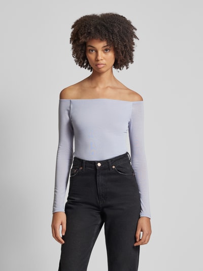 Gina Tricot Shirt met lange mouwen in off shoulder-look, model 'Tight' Lichtblauw - 4